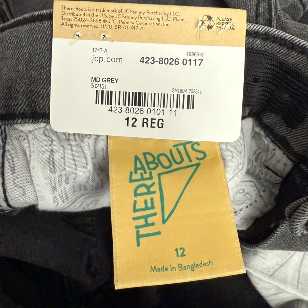 Thereabouts Boys Slim Tapered Jeans Size 12 Reg Grey Adjustable Waist NWT - Picture 6 of 8